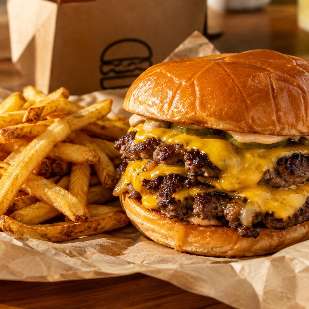 Cheeseburger and chips